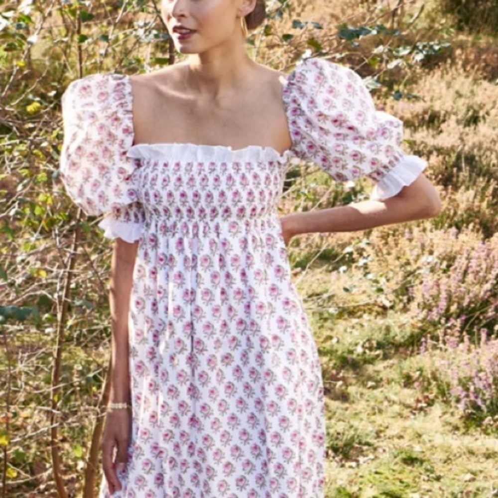 Neve & Noor Nancy Dress in Posey Petal XS S Organic Cotton NWT Pink Green Eyelet